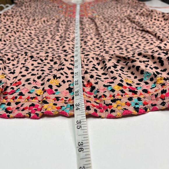 Savanna Jane Animal Print Embroidered Boho Shirt Dress Ruffle Hem Casual Size 1X - Picture 14 of 16